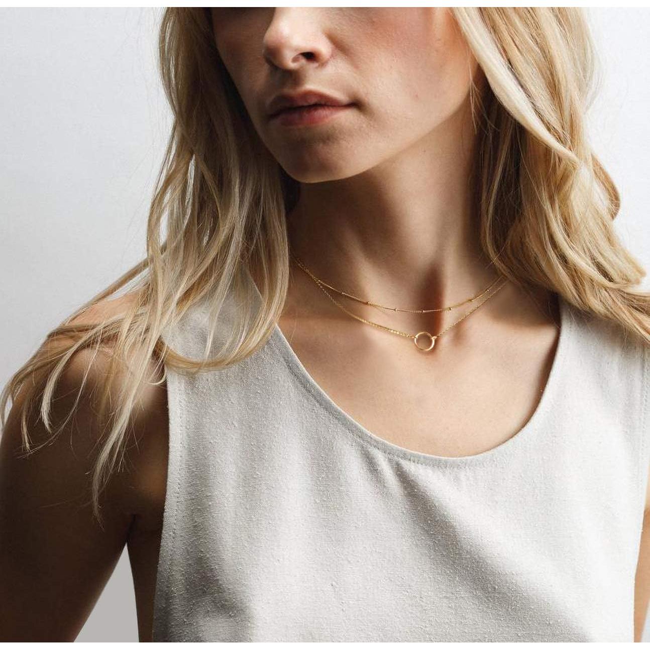 Collar Colgante en Capas MEVECCO Baño Oro 18k para Mujeres