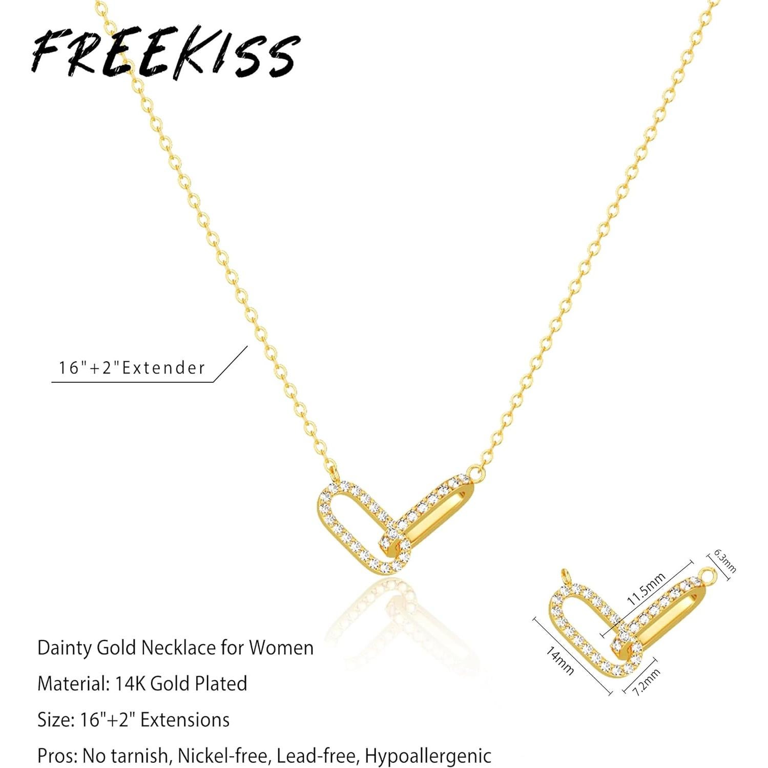 Collar Colgante Freekiss Oro 14K Minimalista 42 cm para Mujeres