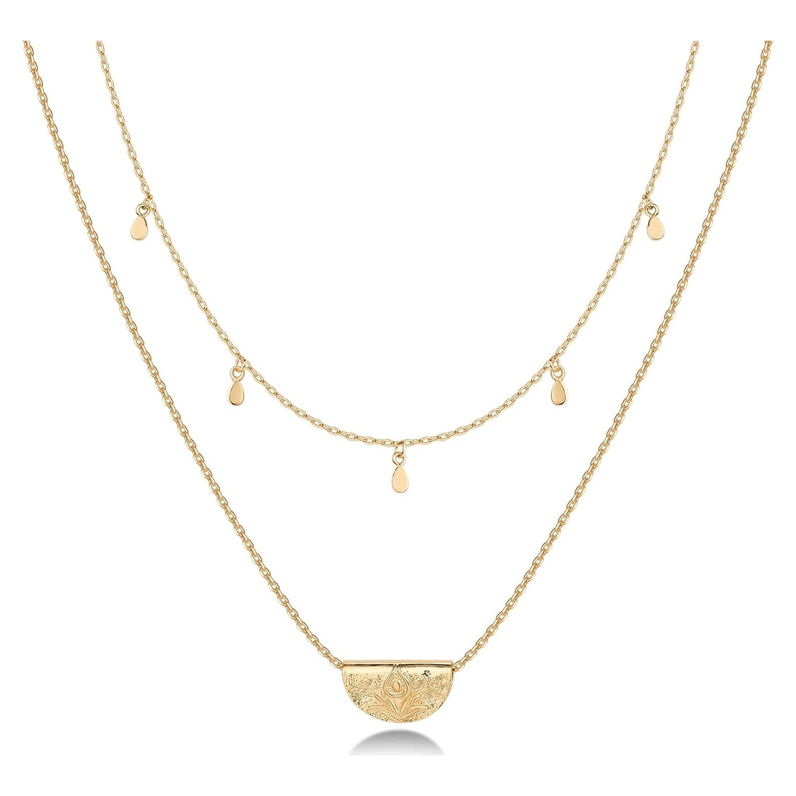 Collar en capas PAVOI oro 14K minimalista para mujeres