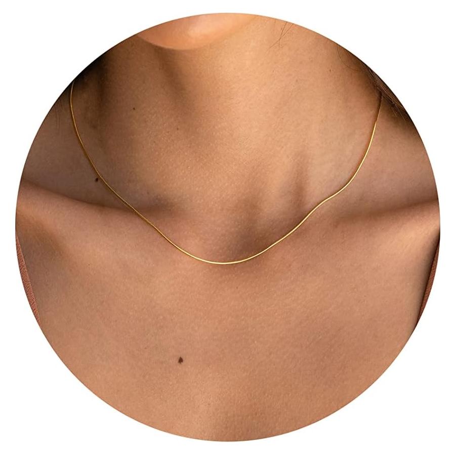 Collar Choker de Oro 14K DEARMAY Herringbone 40.64 cm
