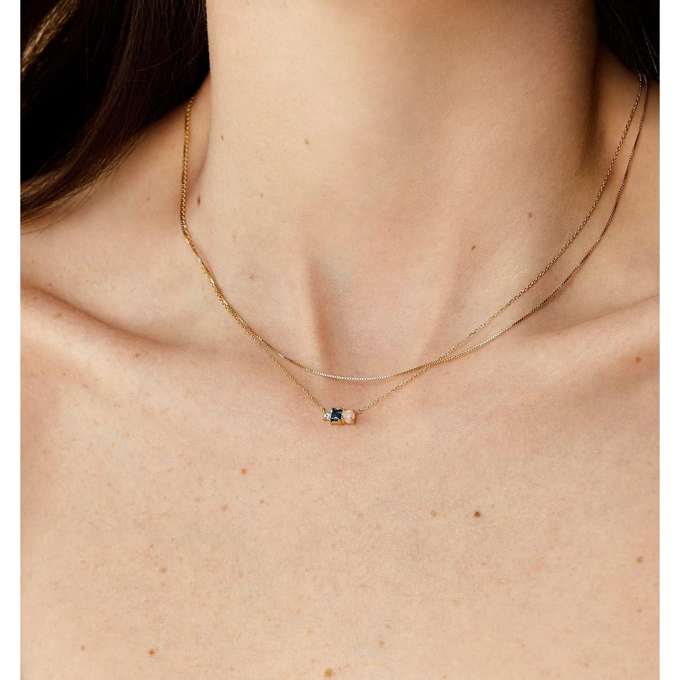 Collar Choker de Oro 18K Minimalista Cadena de Caja 40.64 cm