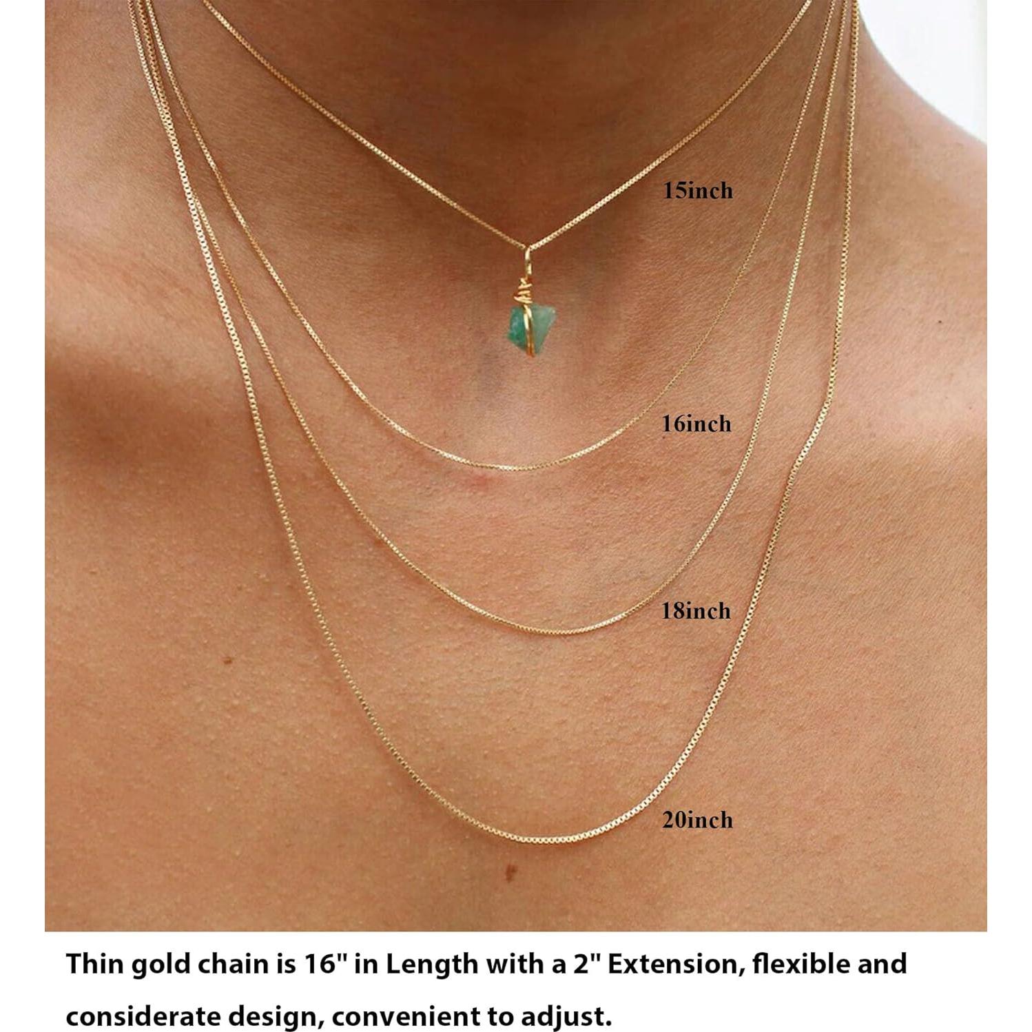 Collar Choker de Oro 18K Minimalista Cadena de Caja 40.64 cm