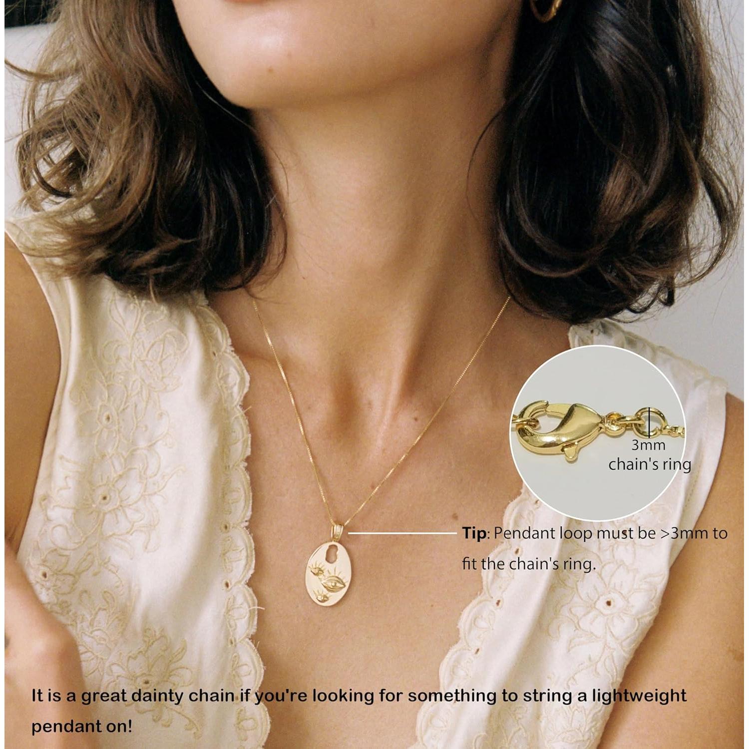 Collar Choker de Oro 18K Minimalista Cadena de Caja 40.64 cm