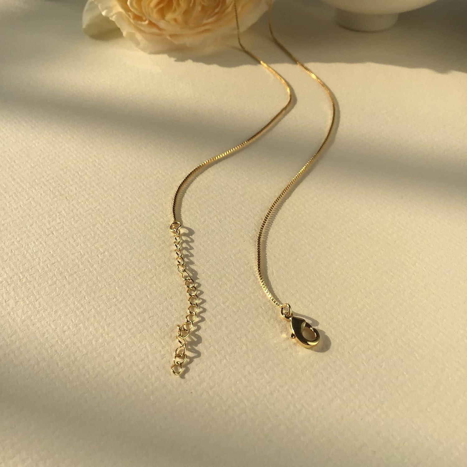 Collar Choker de Oro 18K Minimalista Cadena de Caja 40.64 cm