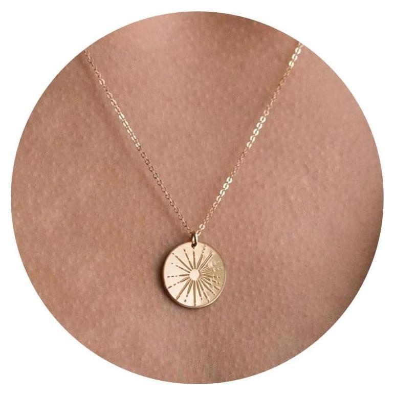 Collar Dainty VRIUA Gold para Mujeres - Sol Disco 40.64 cm