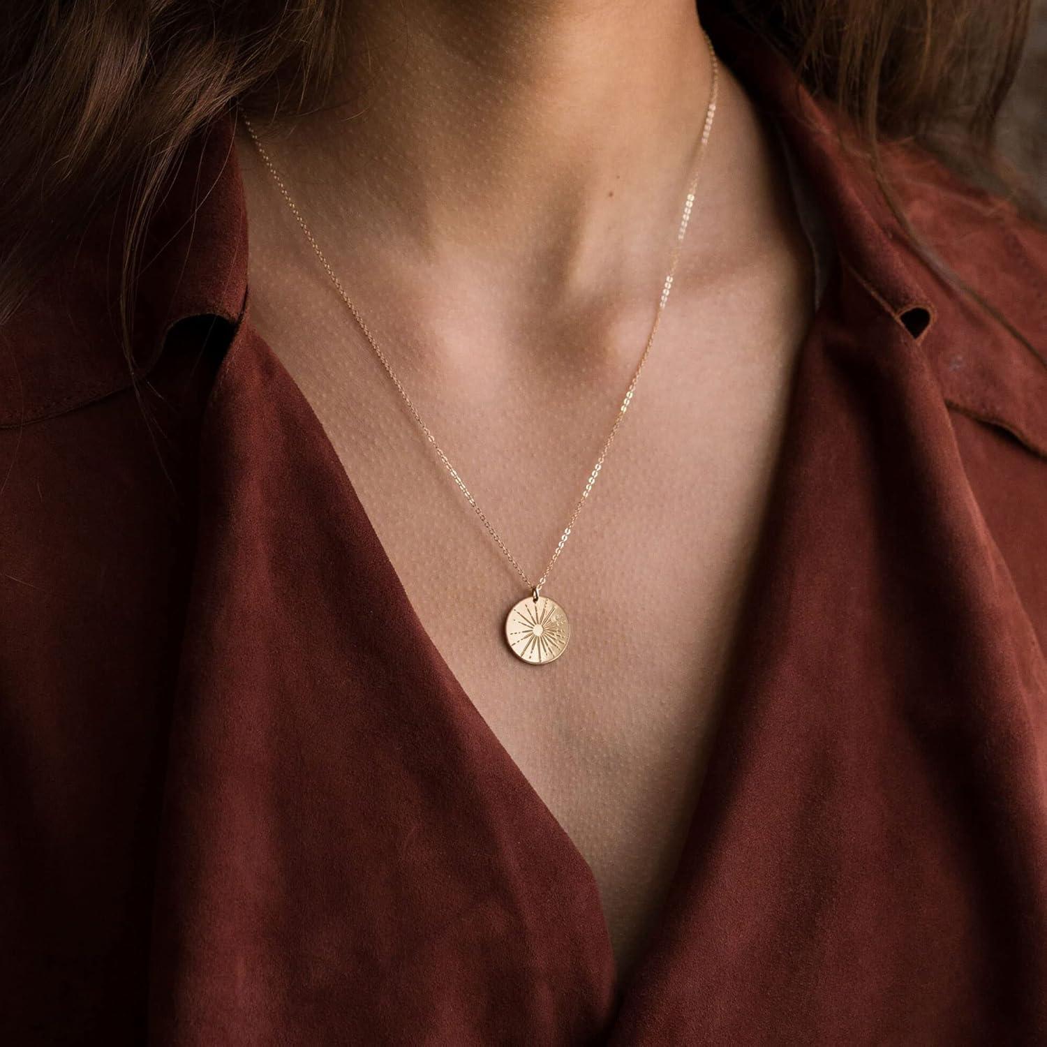 Collar Dainty VRIUA Gold para Mujeres - Sol Disco 40.64 cm