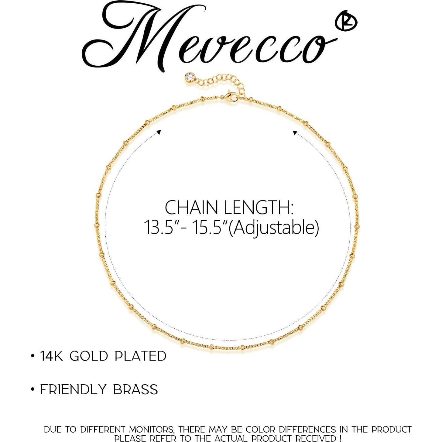 Collar Choker Dainty MEVECCO 14K Oro con Perlas 33-38 cm