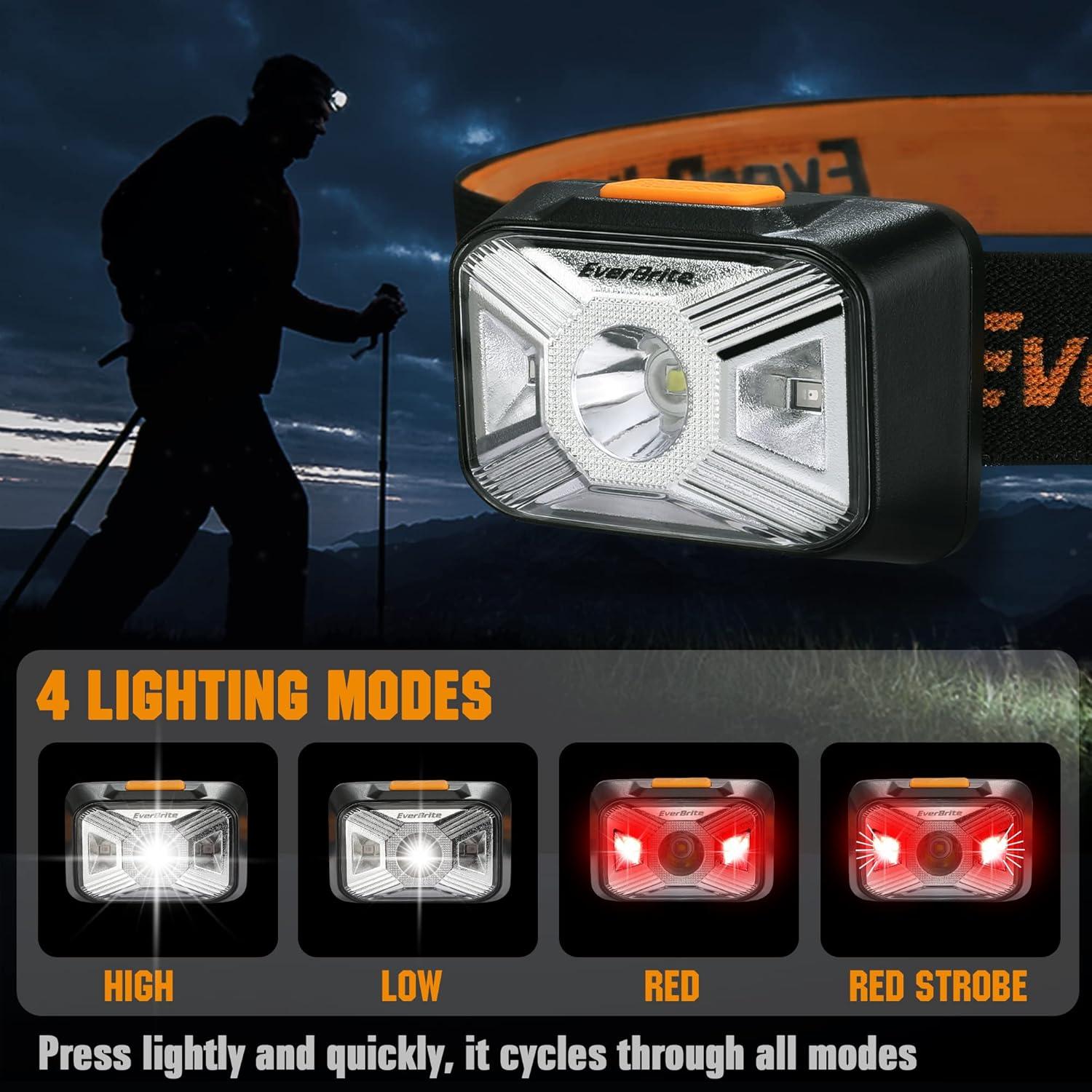 Linterna Frontal Recargable EverBrite LED 250 Lúmenes 2 Pzs