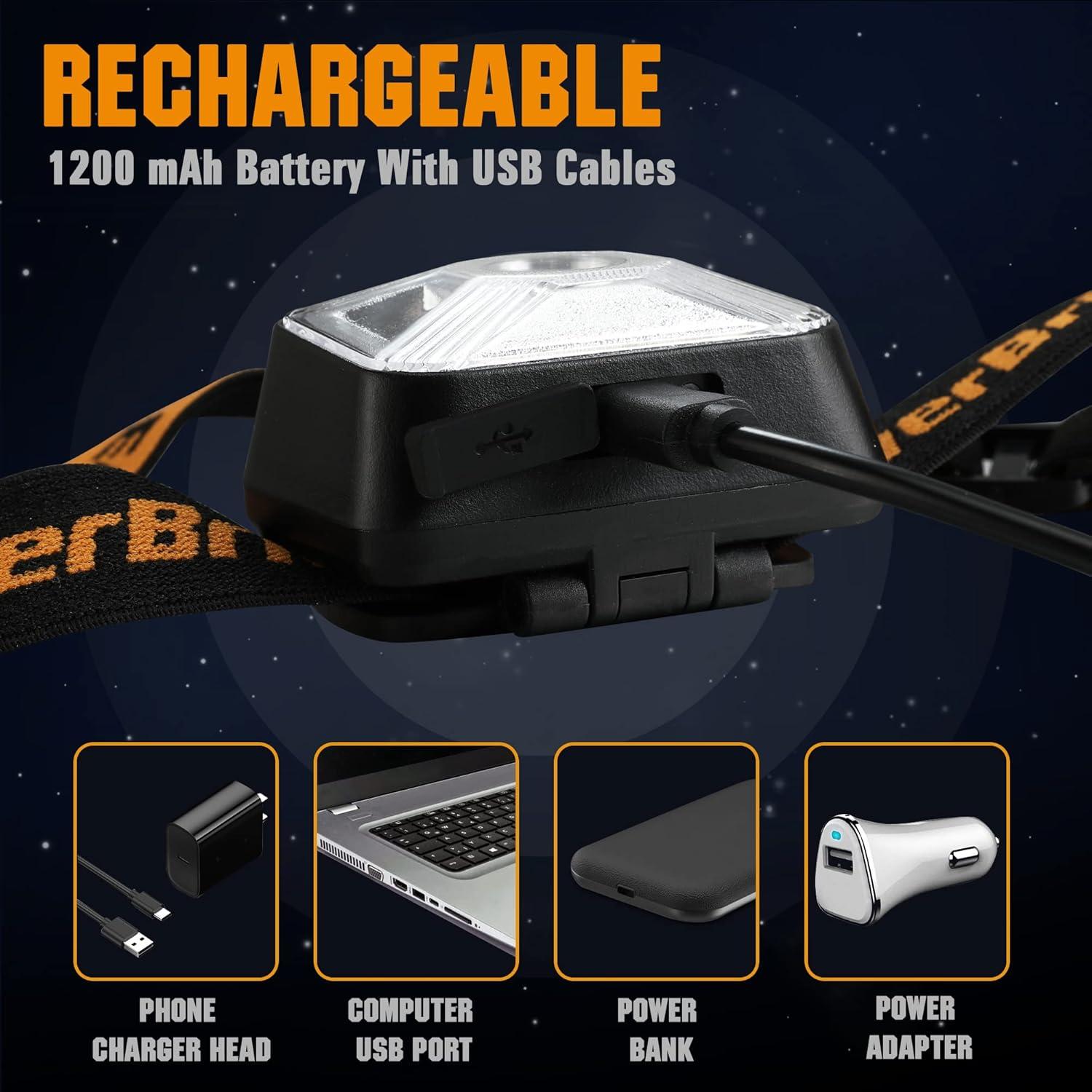 Linterna Frontal Recargable EverBrite LED 250 Lúmenes 2 Pzs