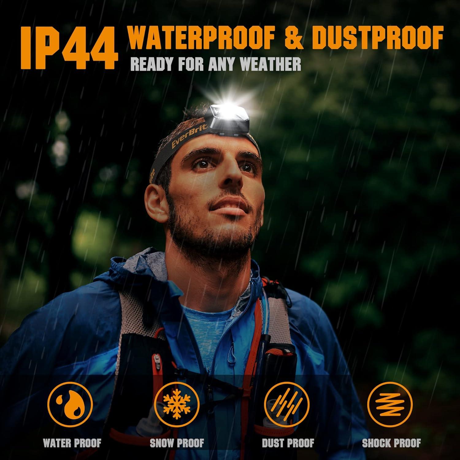 Linterna Frontal Recargable EverBrite LED 250 Lúmenes 2 Pzs