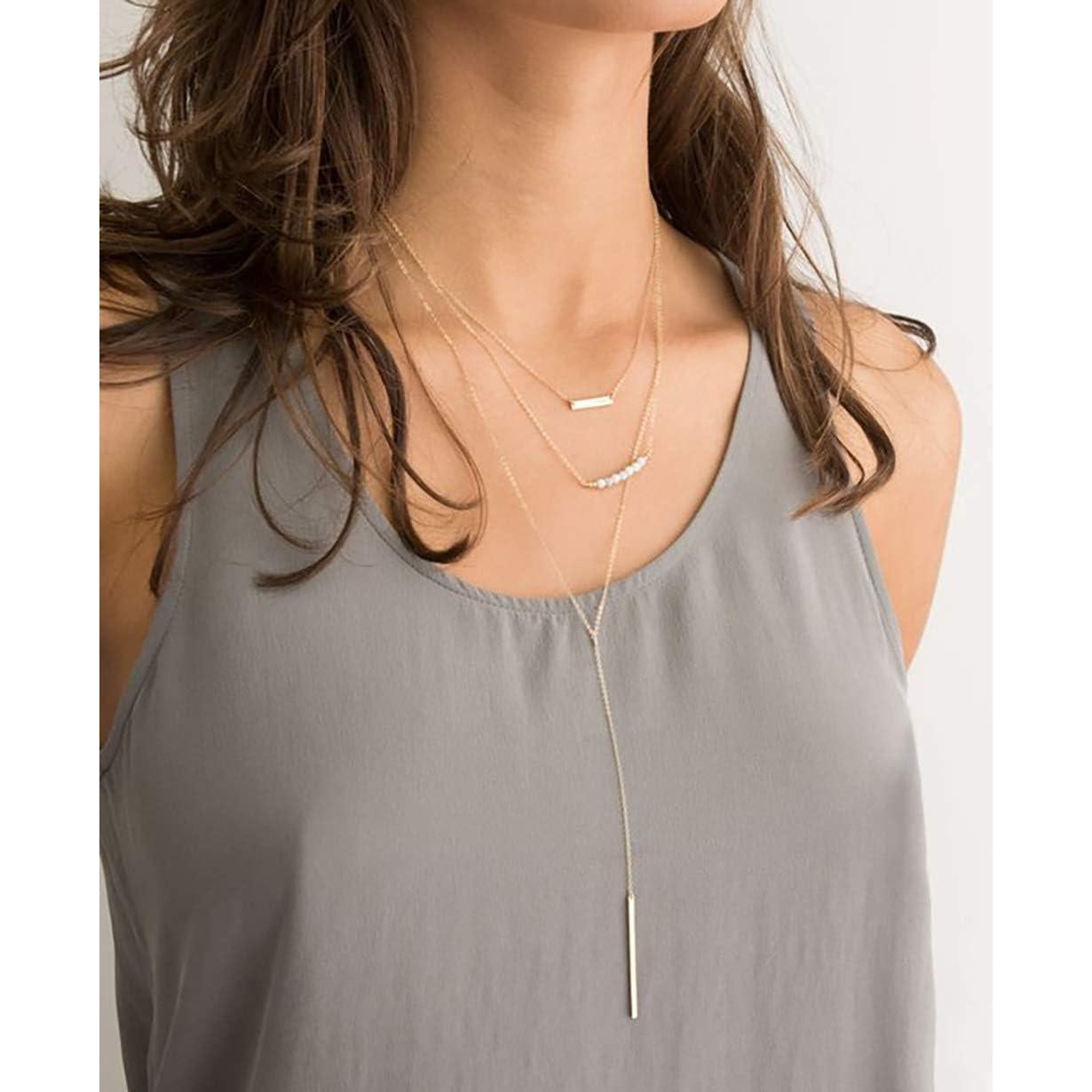 Collar Lariat Dainty Itianxi 18K Baño de Oro 48.26 cm