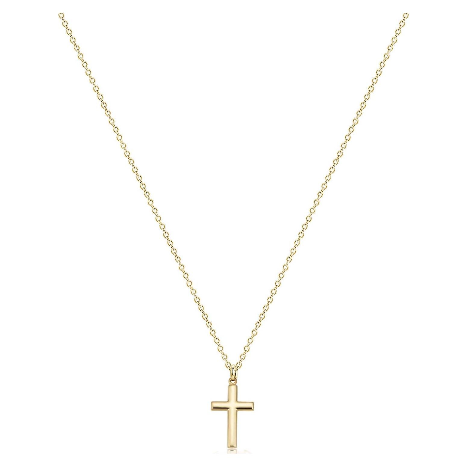 Collar Cruz Fettero 14K Chapado Oro Minimalista 48 cm