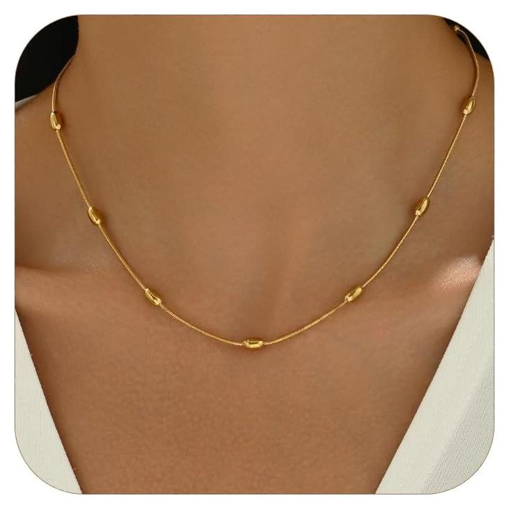 Collar de Cadena de Oro 18K con Cuentas de Turquesa NONAMOIS