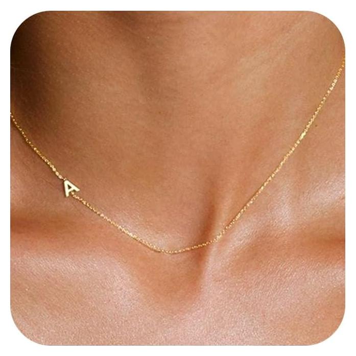 Collar Inicial Dainty de Oro 14k LuckFairy para Mujeres
