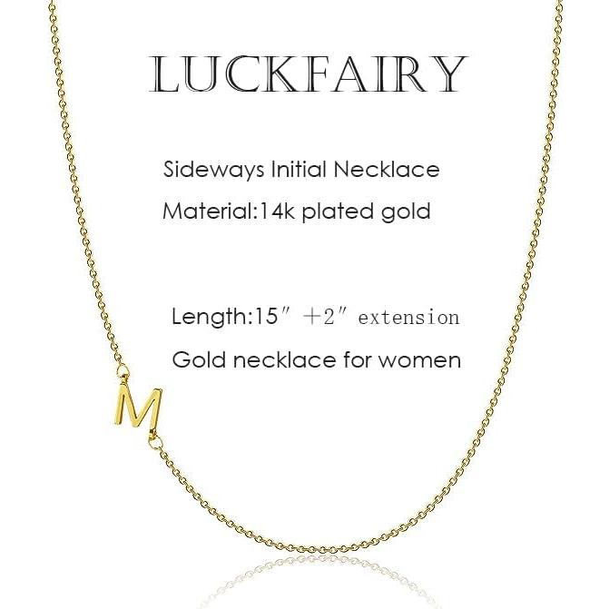 Collar Inicial Dainty de Oro 14k LuckFairy para Mujeres
