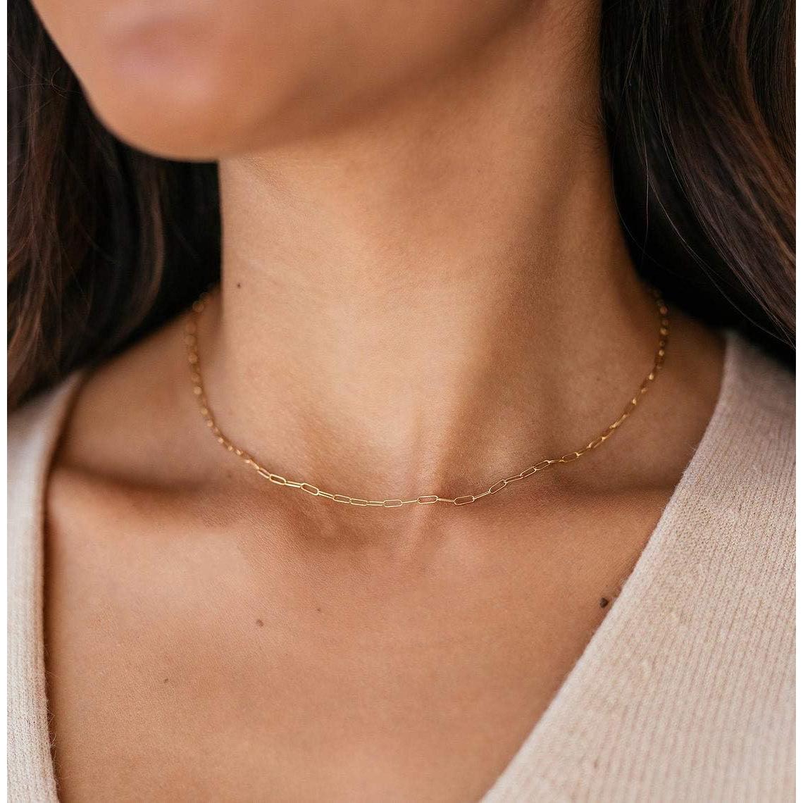 Collar Choker Delicado Lcherry Chapado en Oro 14K para Mujeres