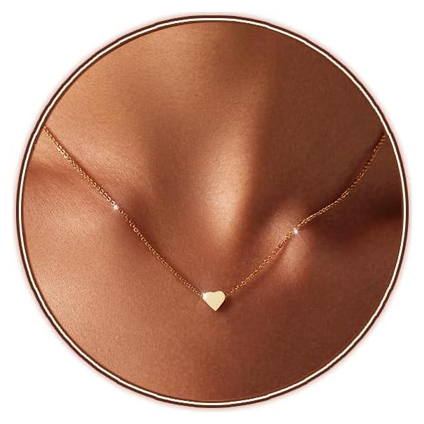 Collar Dainty de Corazón Oro 18k para Mujeres 43 cm