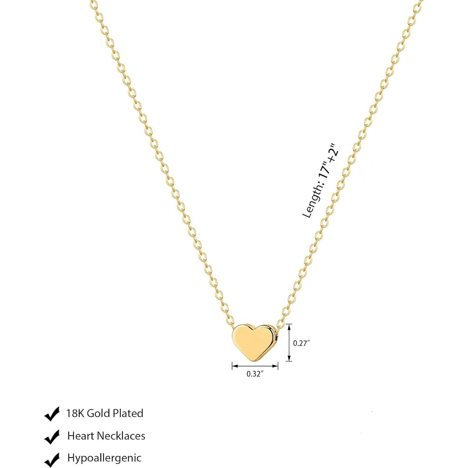 Collar Dainty de Corazón Oro 18k para Mujeres 43 cm