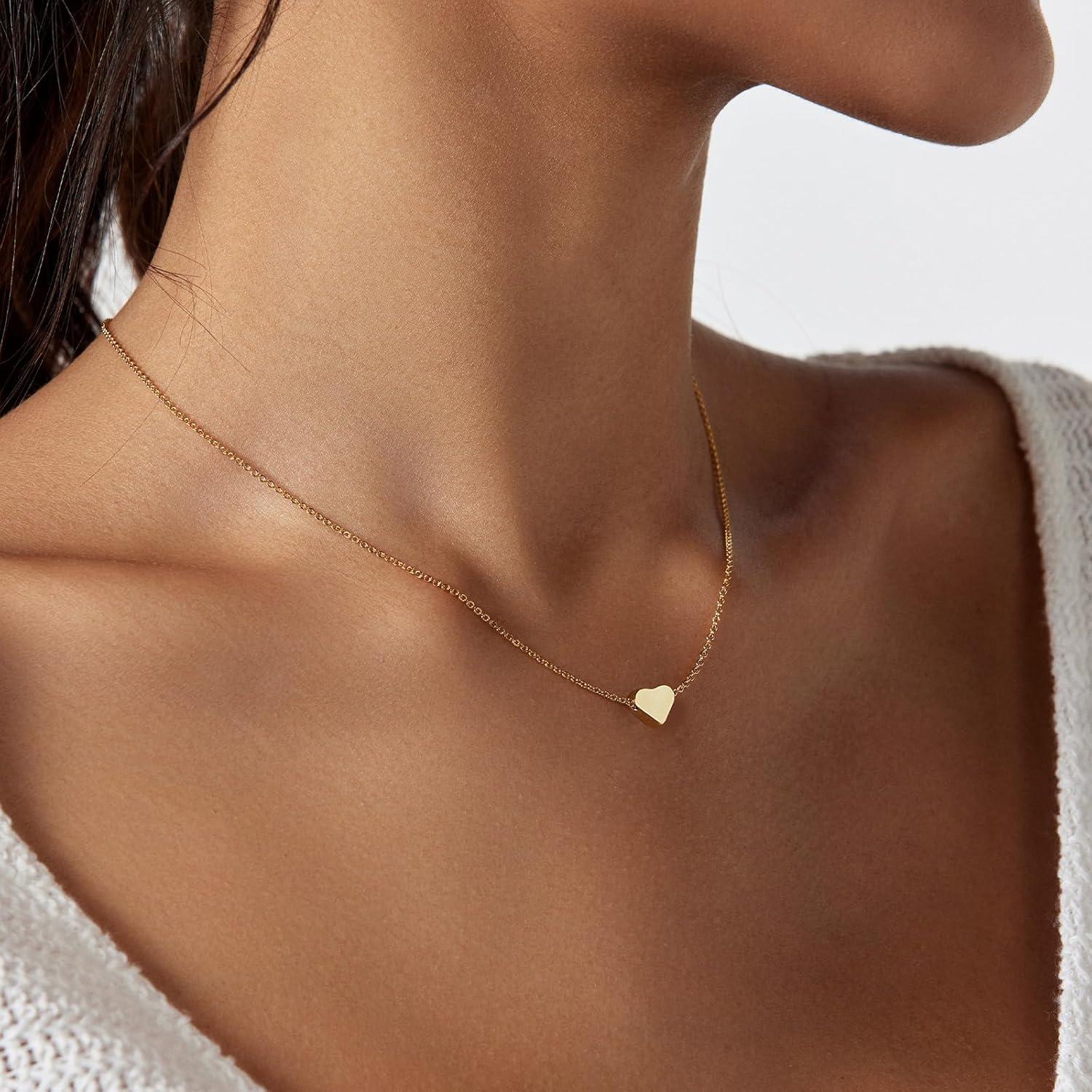 Collar Dainty de Corazón Oro 18k para Mujeres 43 cm