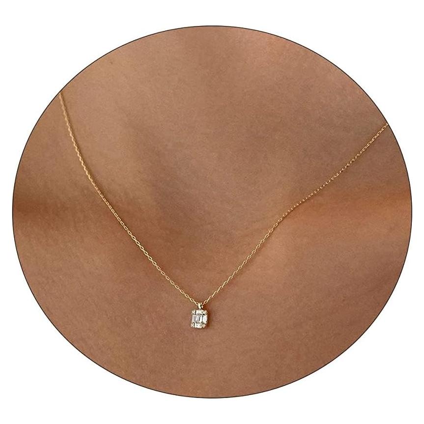 Collar Dainty de Diamante LEXODY Baño de Oro 14k 42 cm