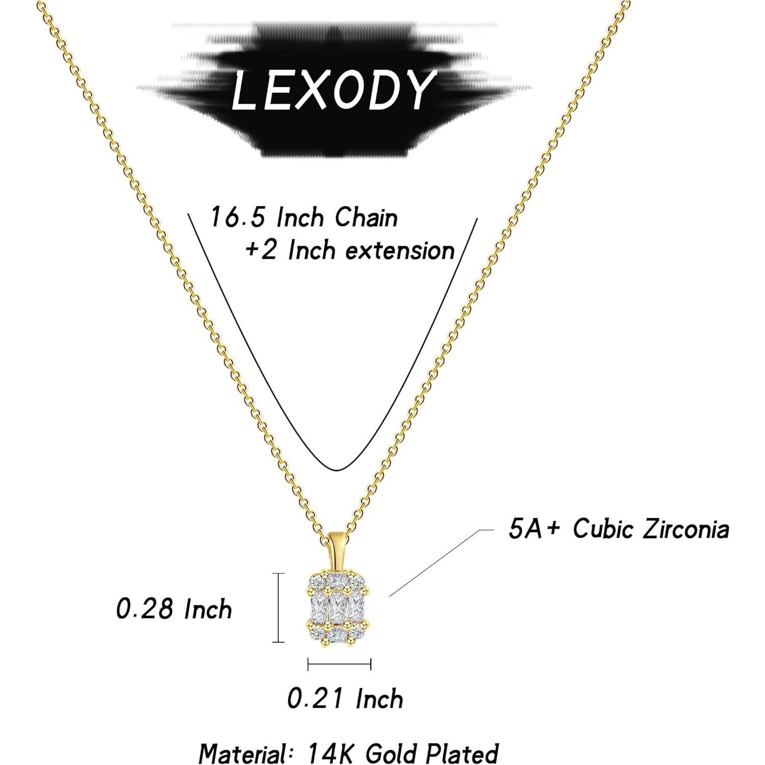 Collar Dainty de Diamante LEXODY Baño de Oro 14k 42 cm