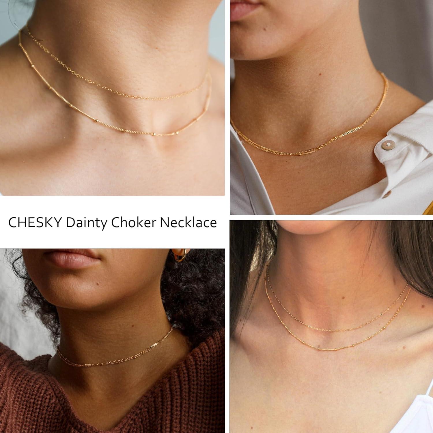 Collar Choker Dainty de Oro CHESKY para Mujeres 14k