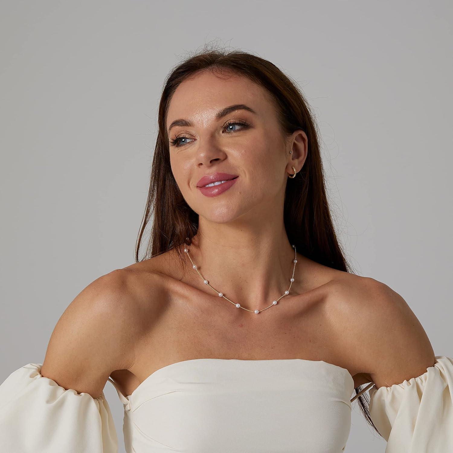 Collar de Perlas Dainty Sewyer Chapado en Oro 14K 39.88 cm