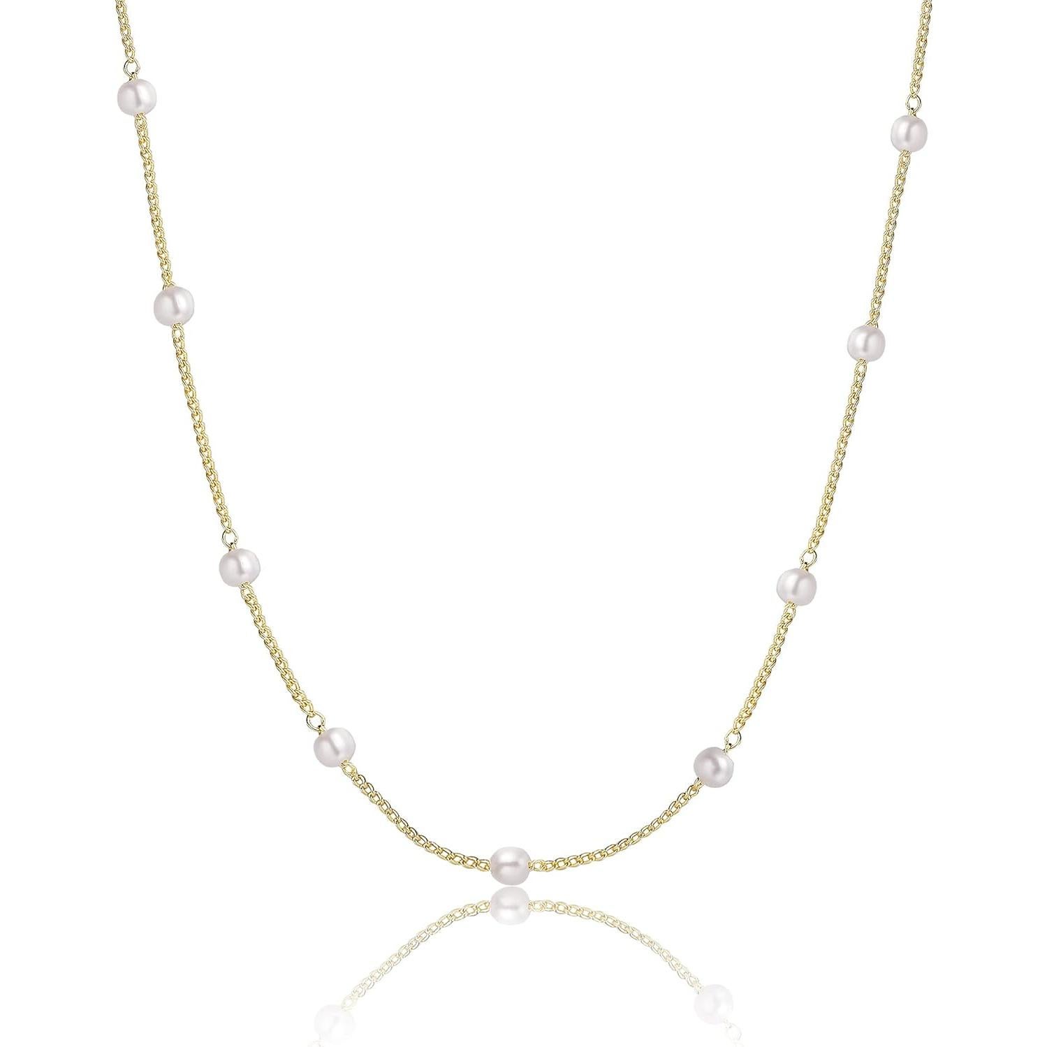 Collar de Perlas Dainty Sewyer Chapado en Oro 14K 39.88 cm