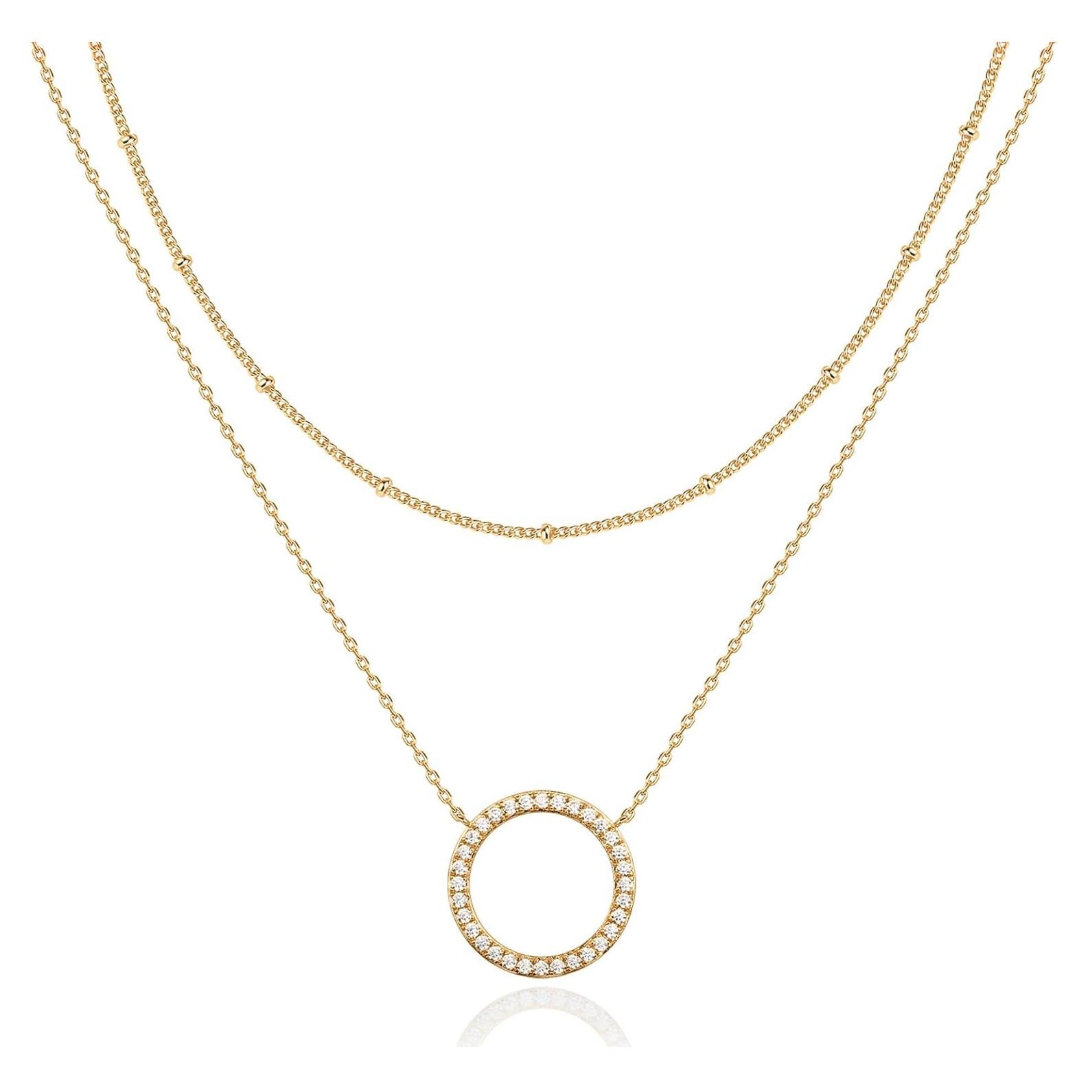 Collar en capas chapado en oro 14K PAVOI con colgantes