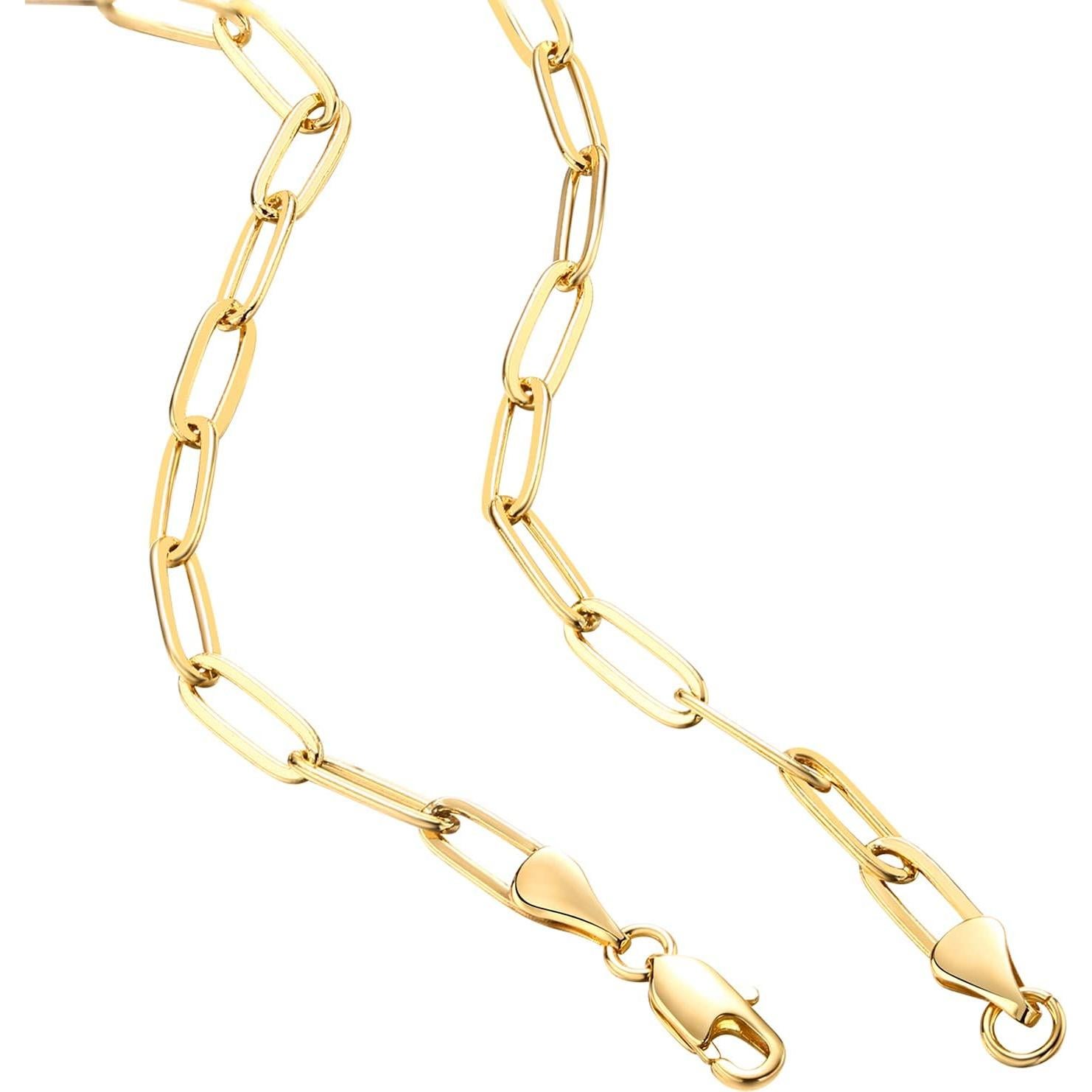 Collar Ajustable de Cadena de Papel Clip PAVOI Baño de Oro 14K 50.8 cm