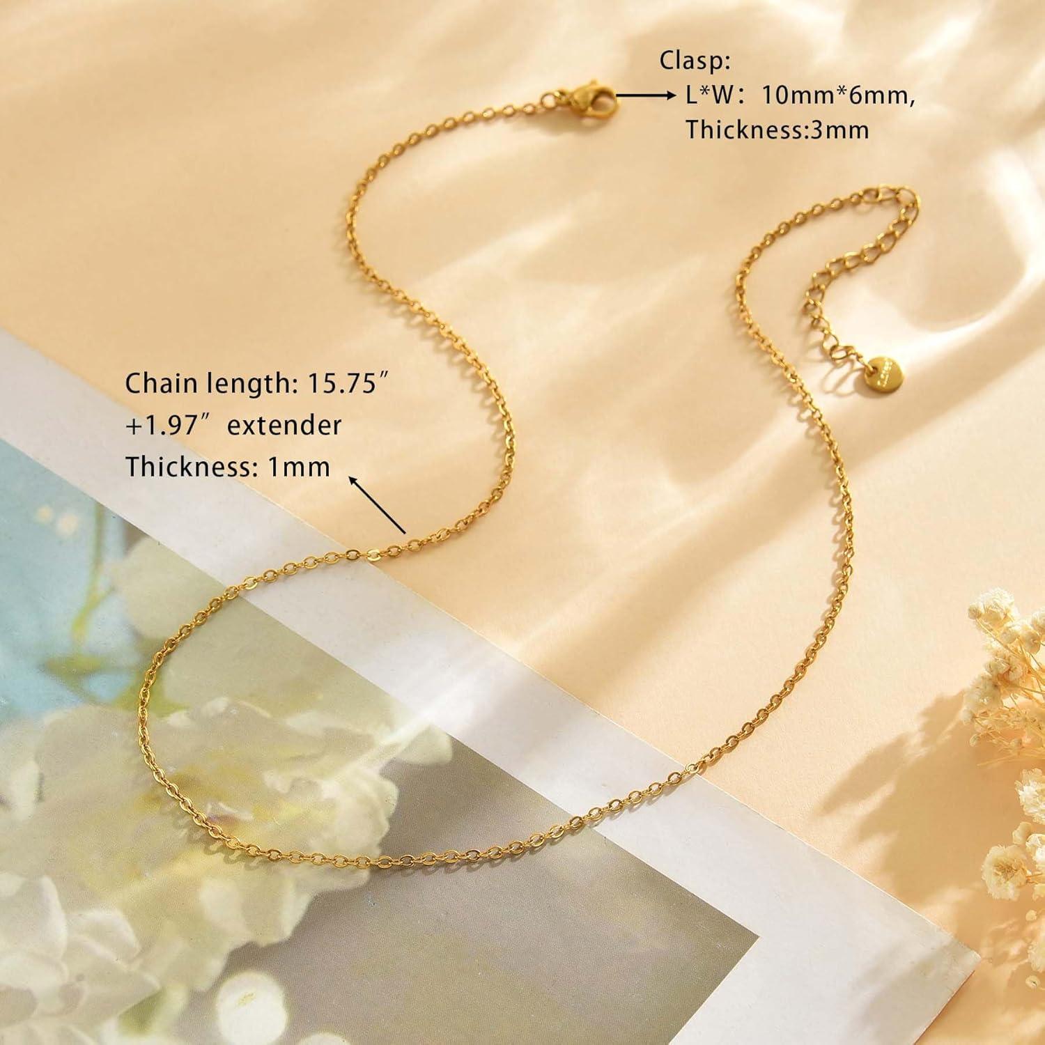 Collar Choker Delicado de Oro 18K para Mujeres 40.64 cm
