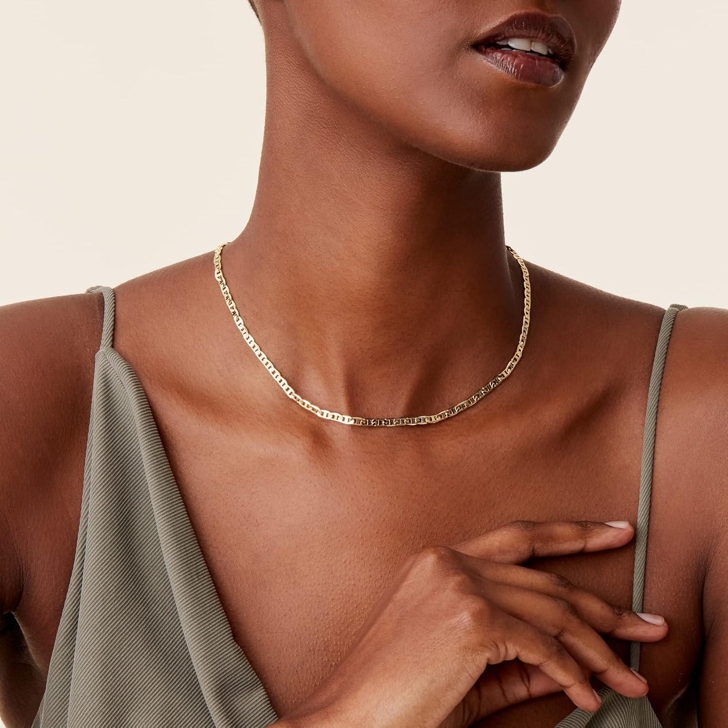 Collar de Cadena Ajustable PAVOI Baño de Oro 14K 38.1 cm