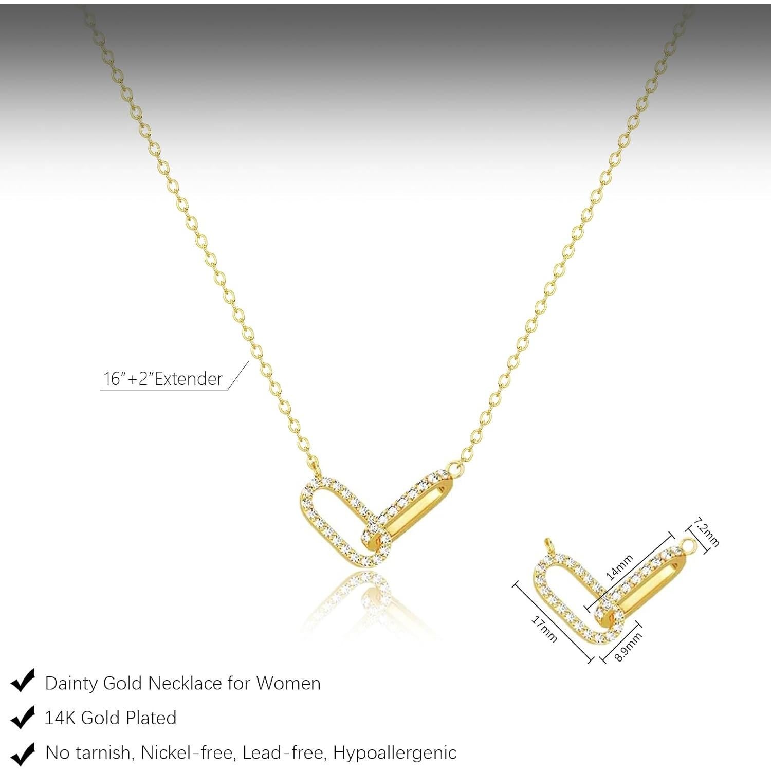 Collar Dainty de Oro 18K con Circonitas para Mujeres