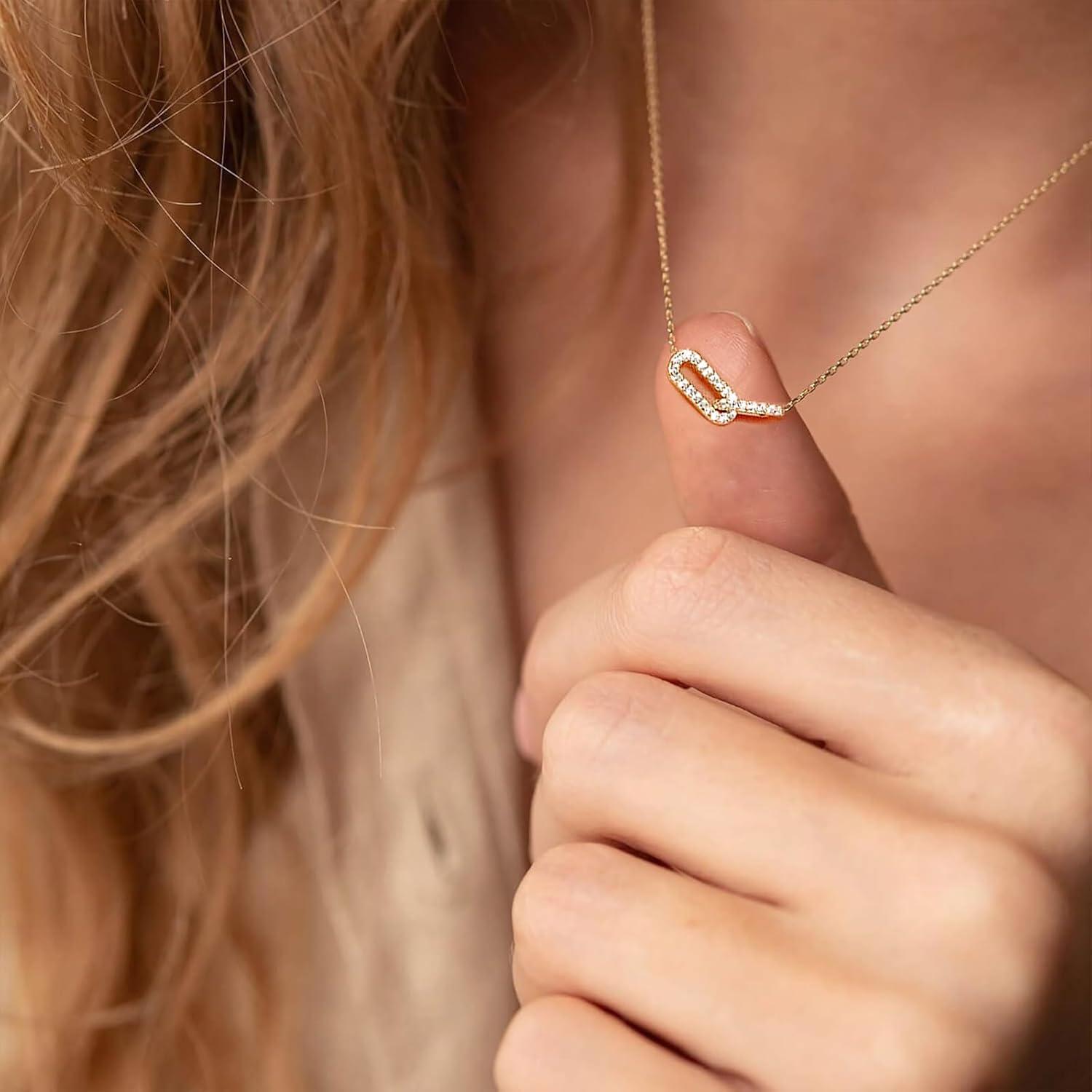 Collar Dainty de Oro 18K con Circonitas para Mujeres