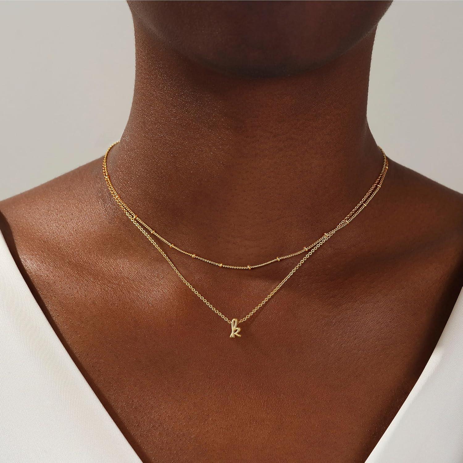 Collares Iniciales en Capas Yoosteel Oro 14K para Mujeres