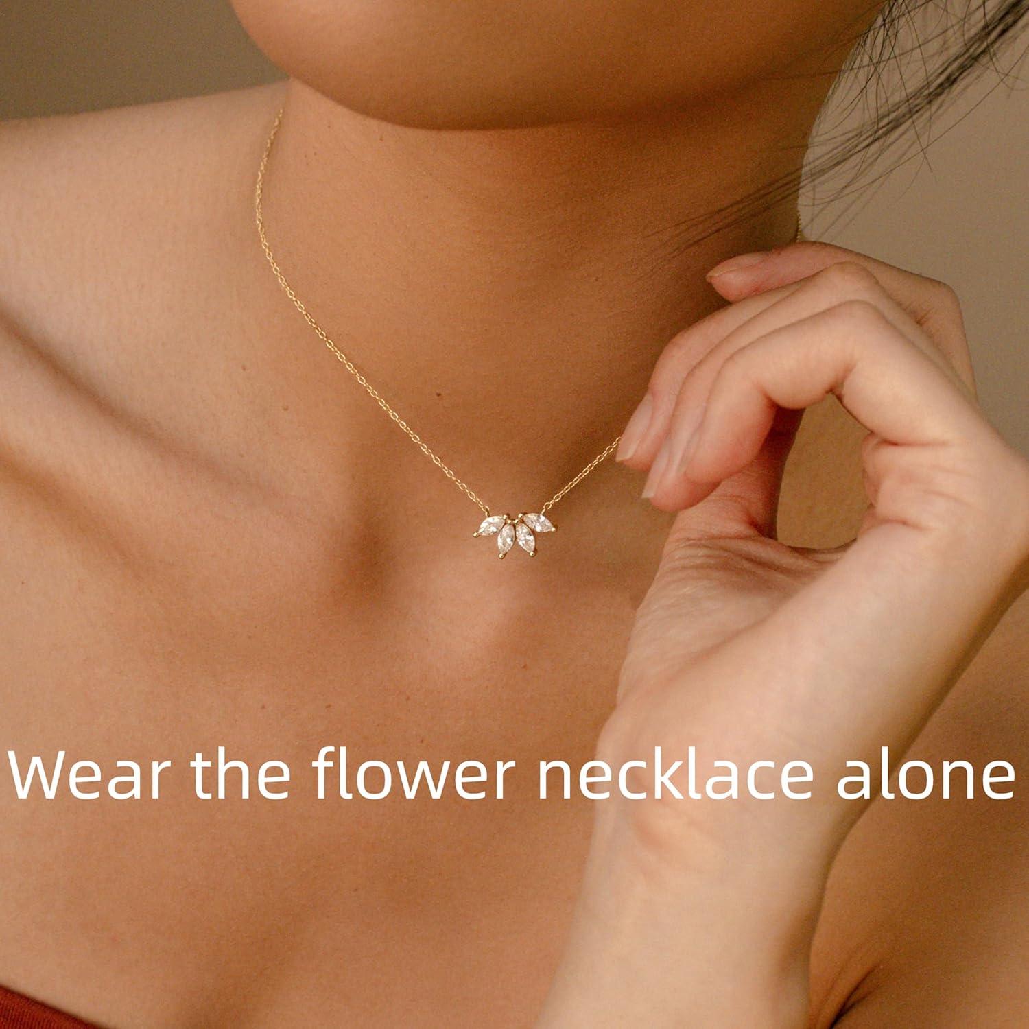 Collares Dainty de Oro 14k para Mujeres con Circonita CZ