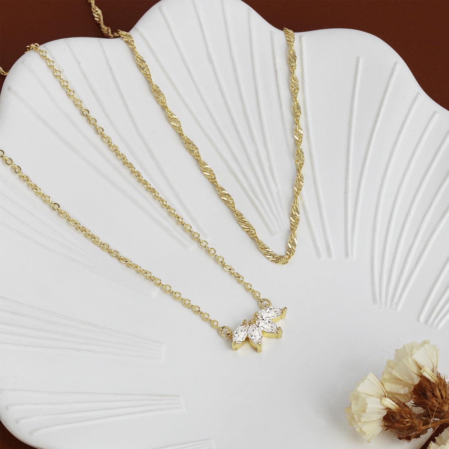 Collares Dainty de Oro 14k para Mujeres con Circonita CZ