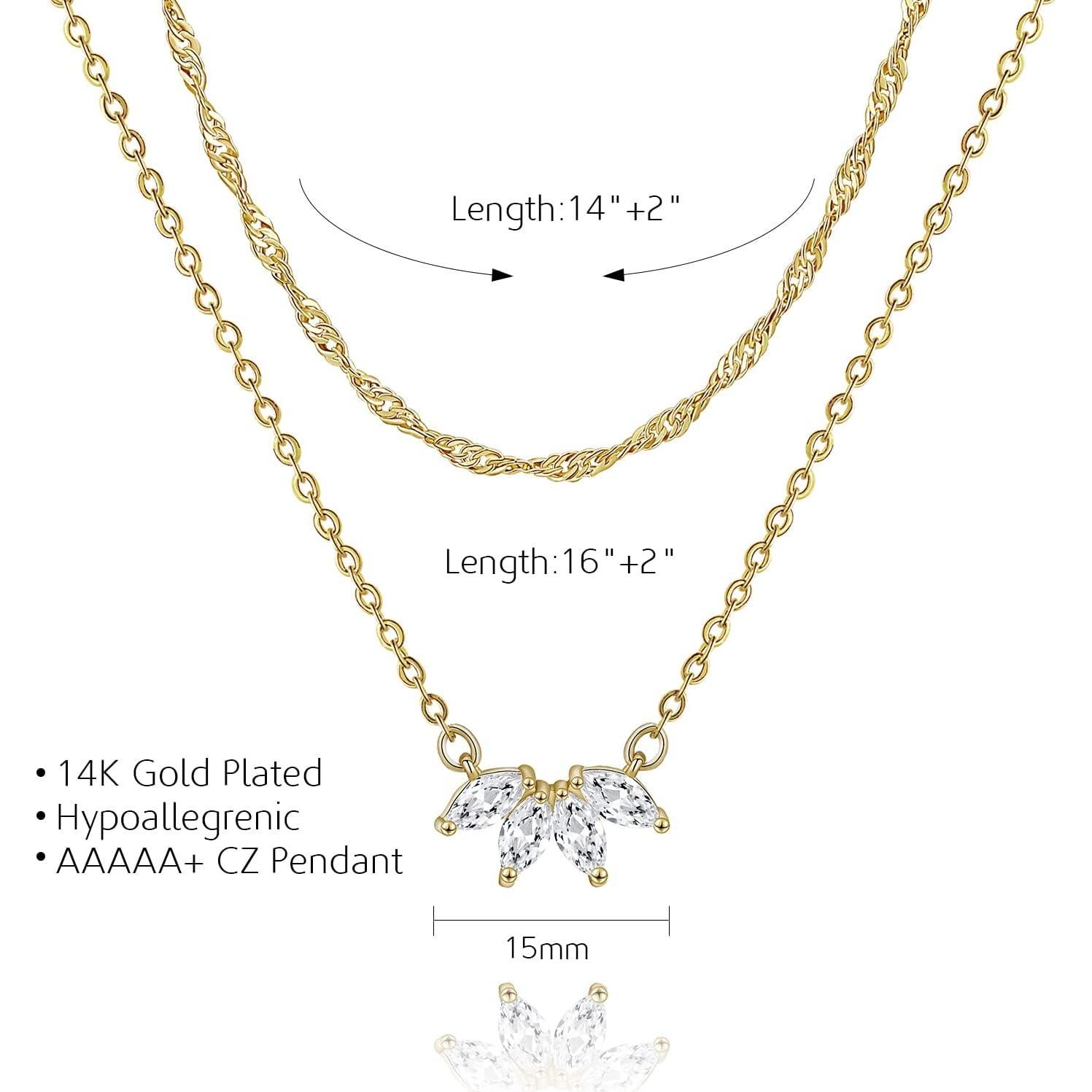 Collares Dainty de Oro 14k para Mujeres con Circonita CZ