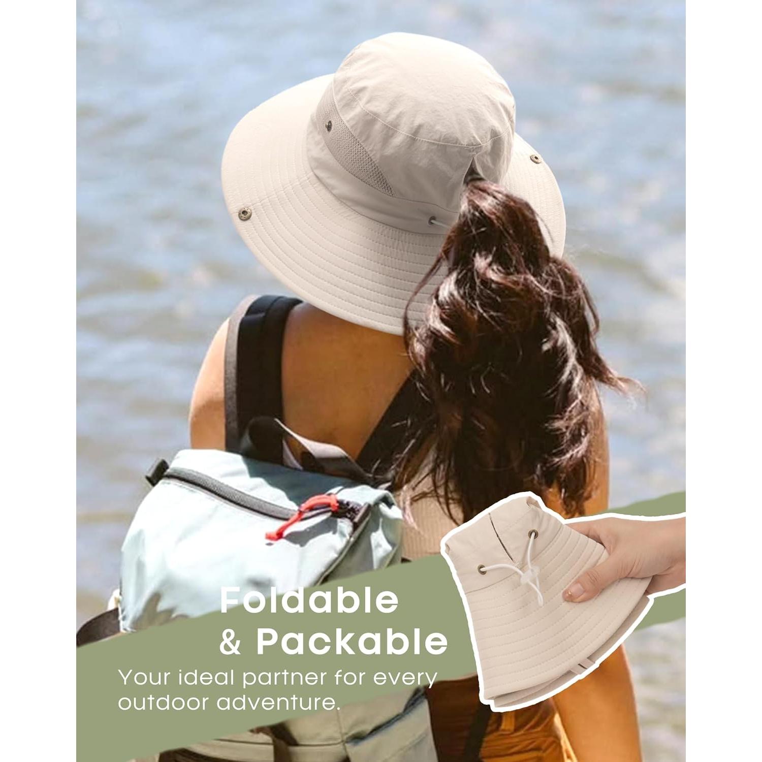 Sombrero de Sol FURTALK Beige para Mujeres UPF 80+ Plegable