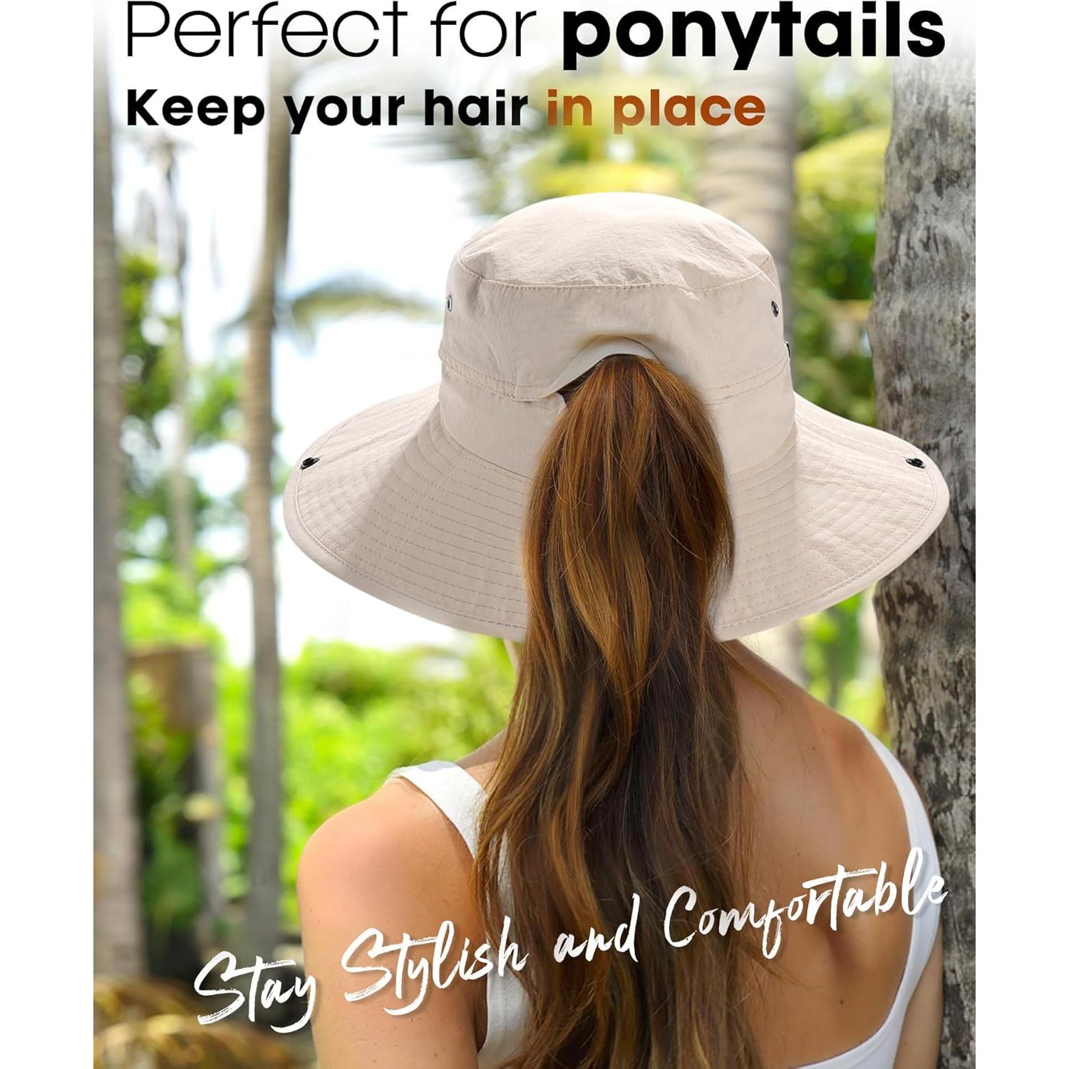 Sombrero de sol FURTALK para mujer UPF 50+ con coleta