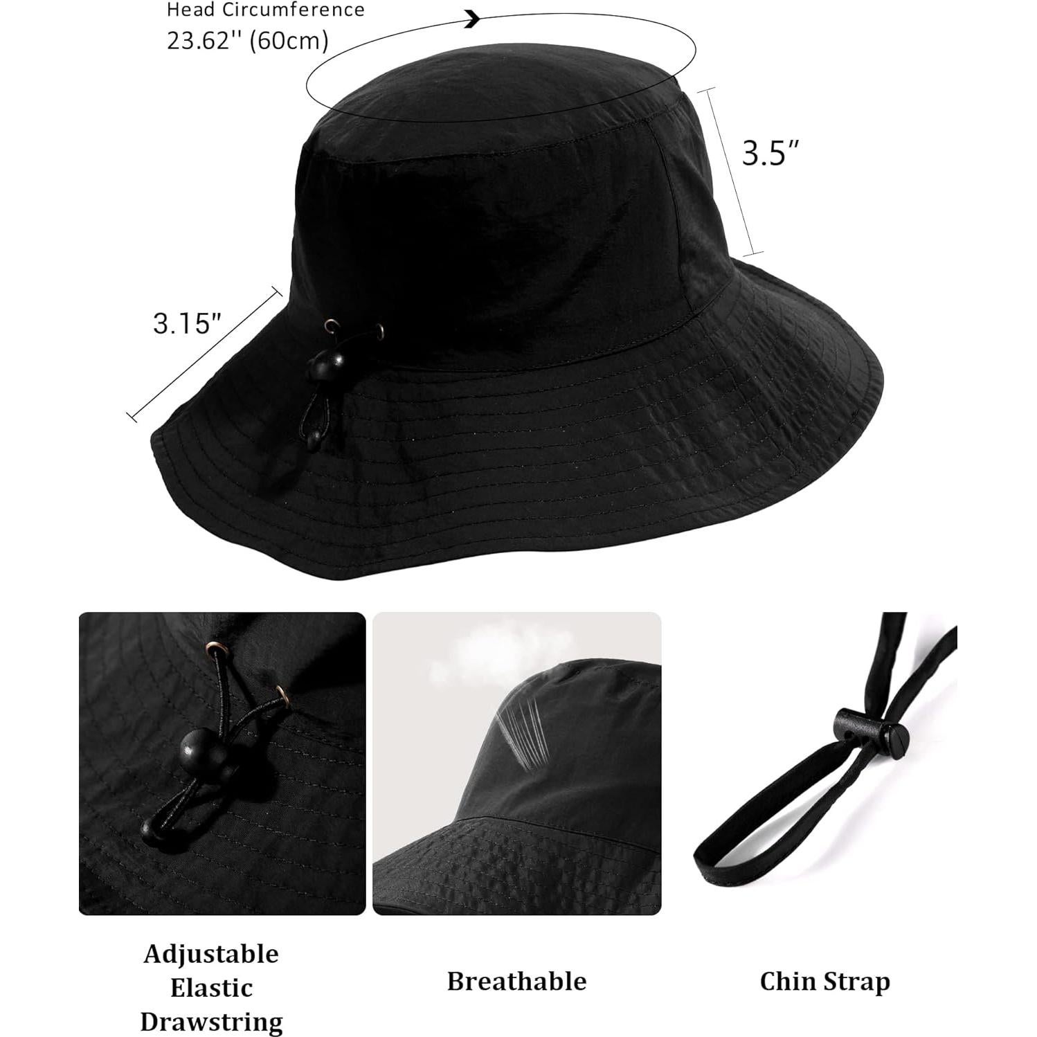Sombrero de Cubo Plegable Impermeable UPF 50% Negro