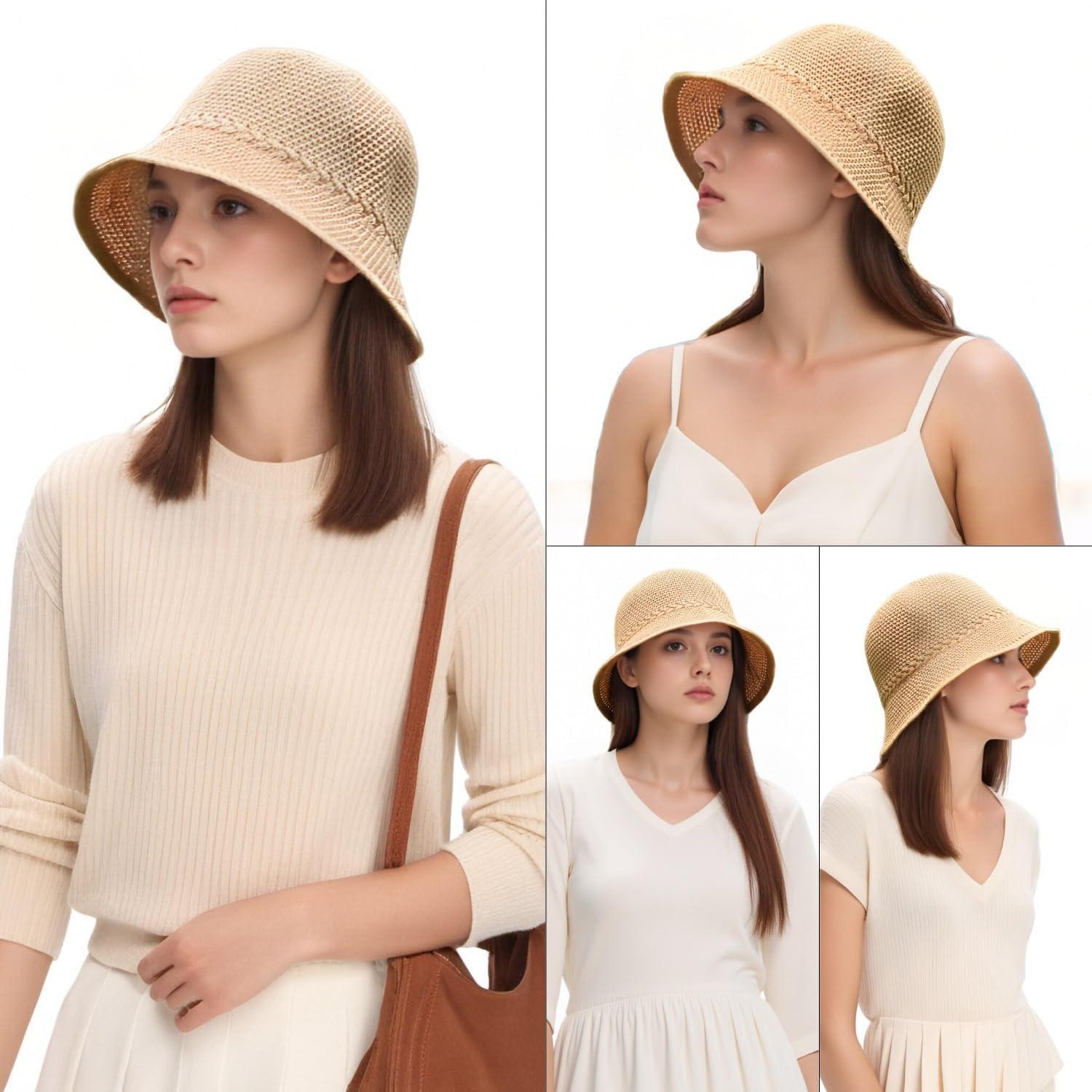 Sombrero de Cubo de Ganchillo EINSKEY para Mujeres - Paja Falsa UV