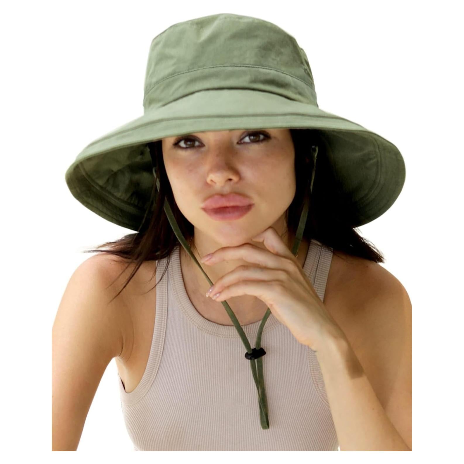 Sombrero de Sol Plegable para Mujeres - Algodón Verde UPF 50