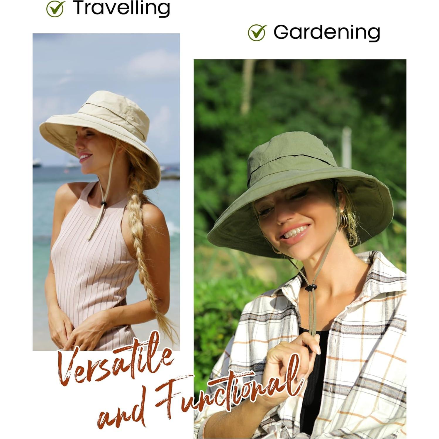 Sombrero de Sol Plegable para Mujeres - Algodón Verde UPF 50