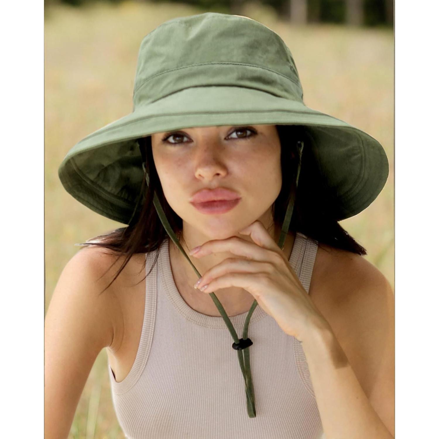 Sombrero de Sol Plegable para Mujeres - Algodón Verde UPF 50