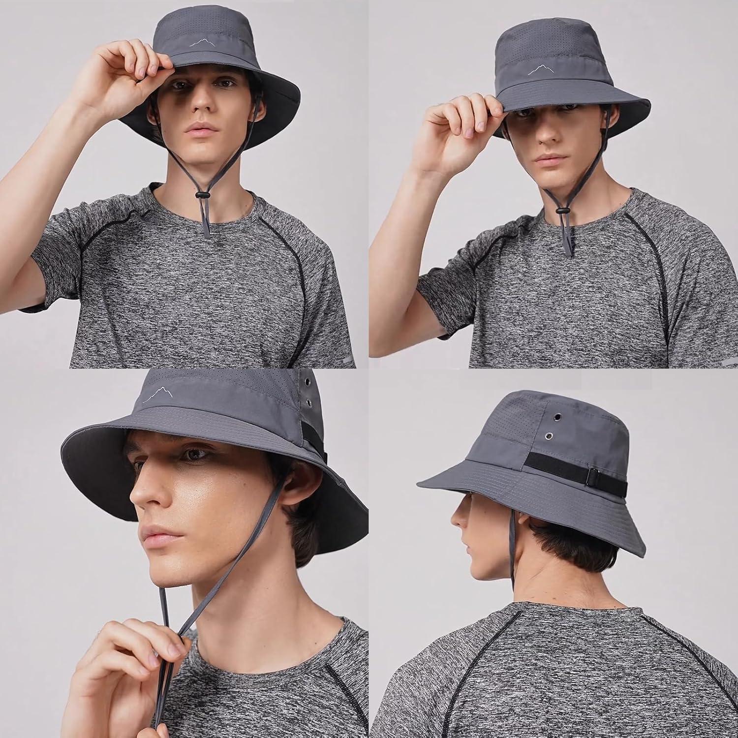 Sombrero de Cubo Ajustable Unisex UPF 50+ Negro