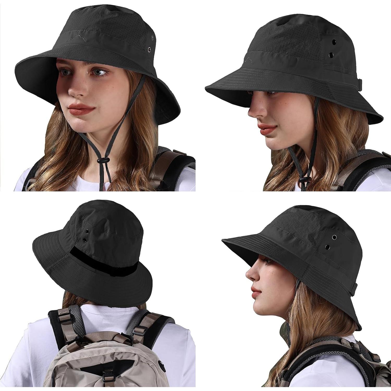 Sombrero de Cubo Ajustable Unisex UPF 50+ Negro