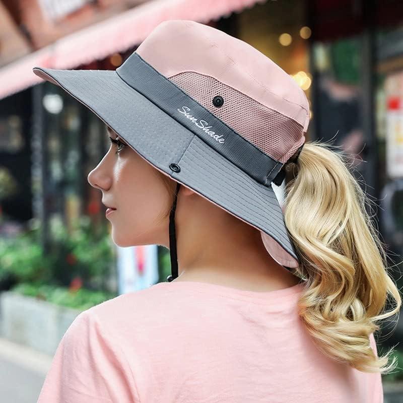 Sombrero de Sol Plegable para Mujeres con Agujero para Coleta - Rosa