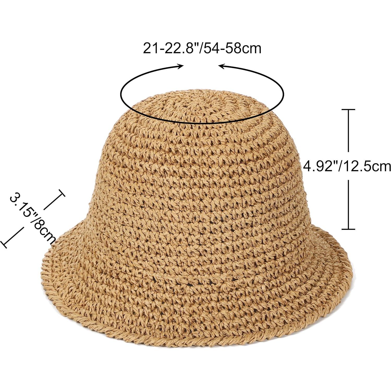Sombrero de sol de paja para mujer UPF 50+ plegable caqui