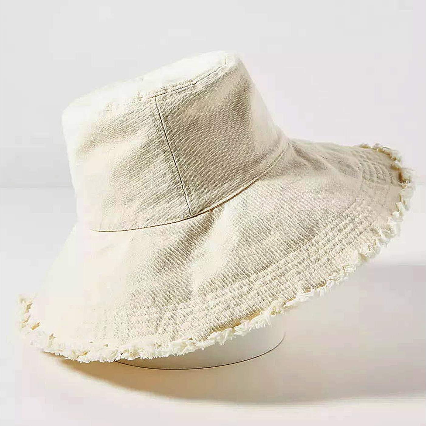 Sombrero de Cubo Beige para Mujeres Algodón UPF 50+ Plegable